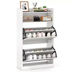 Costway Shoe Storage Cabinet with 2 Flip Drawers, Adjustable Removable Shelves for Entryway
