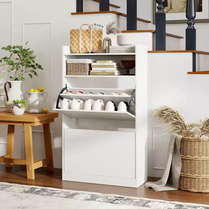 Scarpiera Costway con 2 cassetti a ribalta, ripiani regolabili rimovibili per ingresso