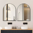 Specchio da parete ad arco con cornice in alluminio nero da 30 x 40 pollici per bagno, vanità, camera da letto, ingresso e soggiorno