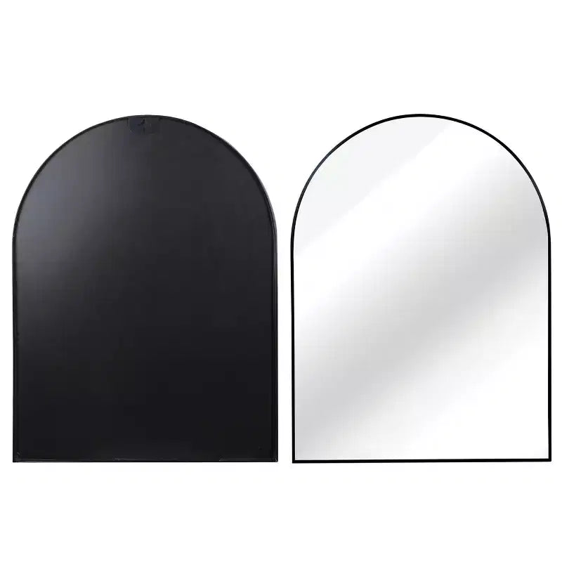 Specchio da parete ad arco con cornice in alluminio nero da 30 x 40 pollici per bagno, vanità, camera da letto, ingresso e soggiorno