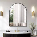 30 x 40 Inch Black Aluminum Framed Arched Wall Mirror for Bathroom Vanity Bedroom Entryway and Living Room