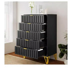 Metal Storage Cabinet With 5 Drawers Dressers For Bedroom Living Room Organizer, Living Room, Entryway, Hallway, Black