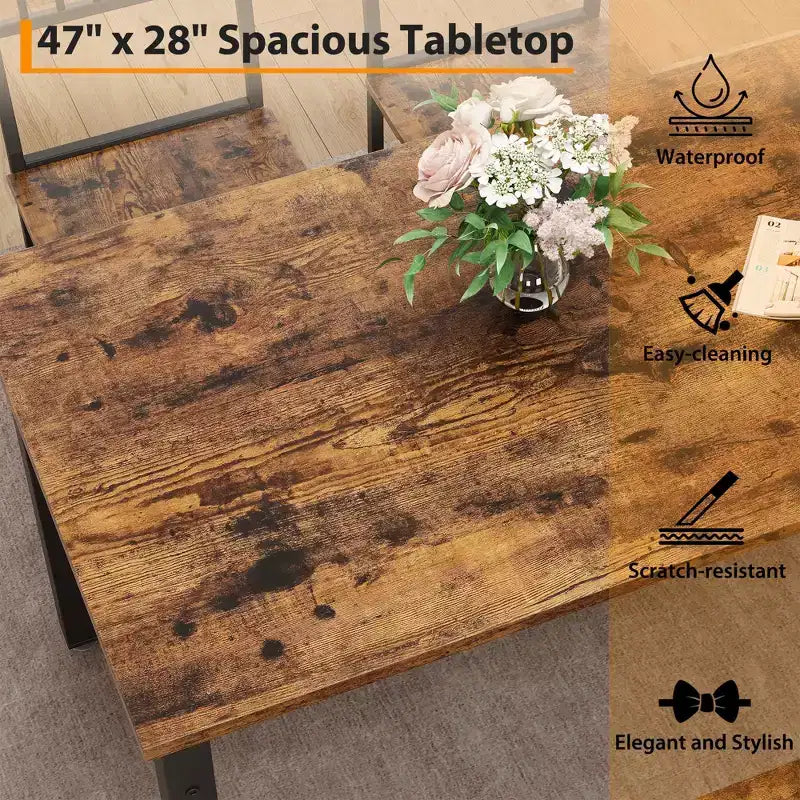 Set da tavolo da cucina da fattoria COZONY per 4 persone con panca portaoggetti, set tavolo e sedie da pranzo per cucina, sala da pranzo, appartamento