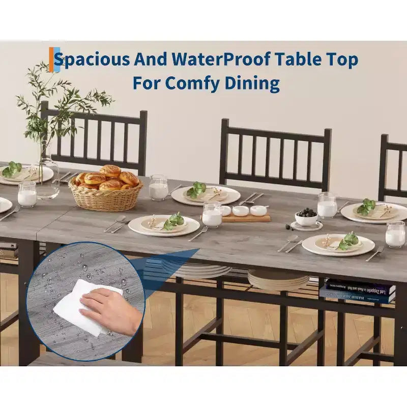 Set da tavolo da cucina da fattoria COZONY per 4 persone con panca portaoggetti, set tavolo e sedie da pranzo per cucina, sala da pranzo, appartamento