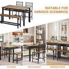Set da tavolo da cucina da fattoria COZONY per 4 persone con panca portaoggetti, set tavolo e sedie da pranzo per cucina, sala da pranzo, appartamento