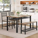 Set da tavolo da cucina da fattoria COZONY per 4 persone con panca portaoggetti, set tavolo e sedie da pranzo per cucina, sala da pranzo, appartamento