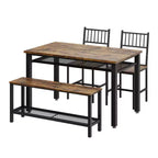 COZONY Farmhouse Kitchen Table Set for 4 with Storage Bench, Dining Table and Chairs Set for Kitchen Dining Room Apartment