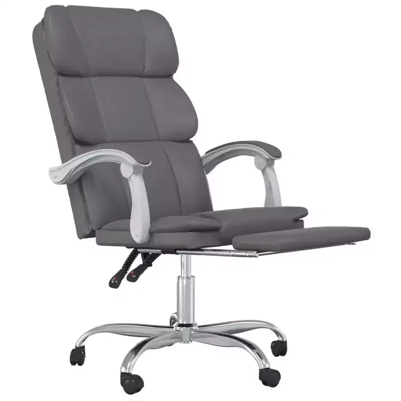 CLIHOME Sedia da scrivania in ecopelle regolabile in altezza, sedia ergonomica da computer con schienale alto, supporto lombare e poggiapiedi per casa e ufficio