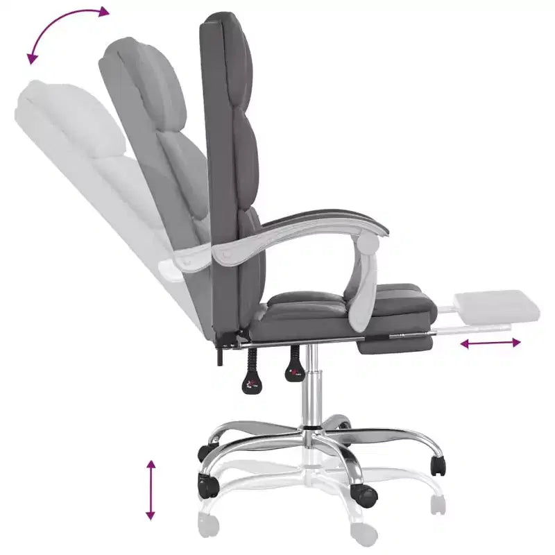 CLIHOME Sedia da scrivania in ecopelle regolabile in altezza, sedia ergonomica da computer con schienale alto, supporto lombare e poggiapiedi per casa e ufficio