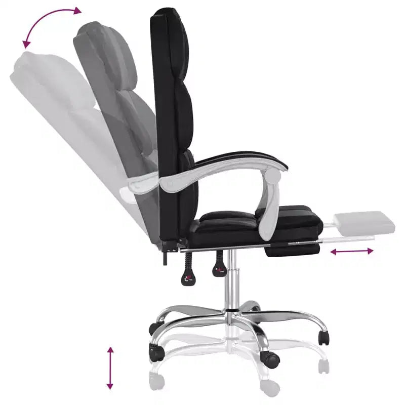 CLIHOME Sedia da scrivania in ecopelle regolabile in altezza, sedia ergonomica da computer con schienale alto, supporto lombare e poggiapiedi per casa e ufficio