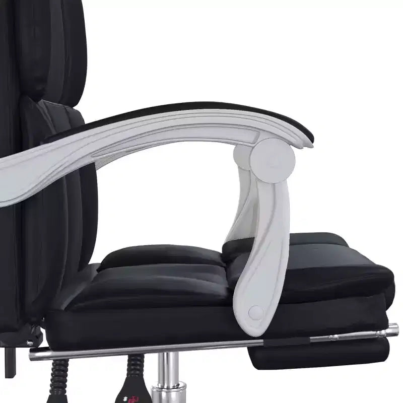 CLIHOME Sedia da scrivania in ecopelle regolabile in altezza, sedia ergonomica da computer con schienale alto, supporto lombare e poggiapiedi per casa e ufficio