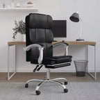 CLIHOME Faux Leather Desk Chair Adjustable Height,Ergonomic High Back Computer Chair with Lumbar Support & Footrest for Home and Office