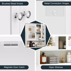 Pensile da bagno Celebalcony con specchio, da parete, organizer in legno con scomparto aperto, ante e ripiani regolabili