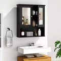 Celebalcony Bathroom Medicine Cabinet with Mirror, Wall Mounted,Open Compartment Wooden Hanging Organizer with Doors and Adjustable Shelves