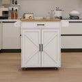 Rolling Kitchen Cart with Wooden Top, Drawer, Cabinet, and Towel Rack  Mobile Island for Kitchen, Garage, or Office