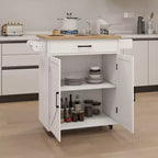 Carrello da Cucina su Ruote con Piano in Legno, Cassetto, Armadietto e Portasciugamani - Isola Mobile per Cucina, Garage o Ufficio