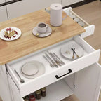 Carrello da Cucina su Ruote con Piano in Legno, Cassetto, Armadietto e Portasciugamani - Isola Mobile per Cucina, Garage o Ufficio