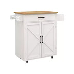 Carrello da Cucina su Ruote con Piano in Legno, Cassetto, Armadietto e Portasciugamani - Isola Mobile per Cucina, Garage o Ufficio
