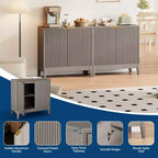 Ante e Ripiano Regolabile, Credenza a Buffet Scanalata per Soggiorno Sala da Pranzo Cucina Ingresso