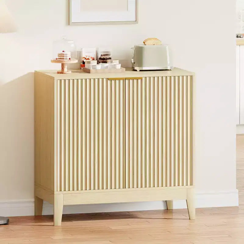 Doors and Adjustable Shelf, Fluted Sideboard Buffet Cabinet for Living Room Dining Room Kitchen Entryway