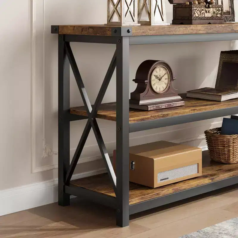 Console da 47" a 3 livelli, tavolino d'ingresso, tavolino da divano, tavolino industriale, tavolino rettangolare, per corridoio, camera da letto
