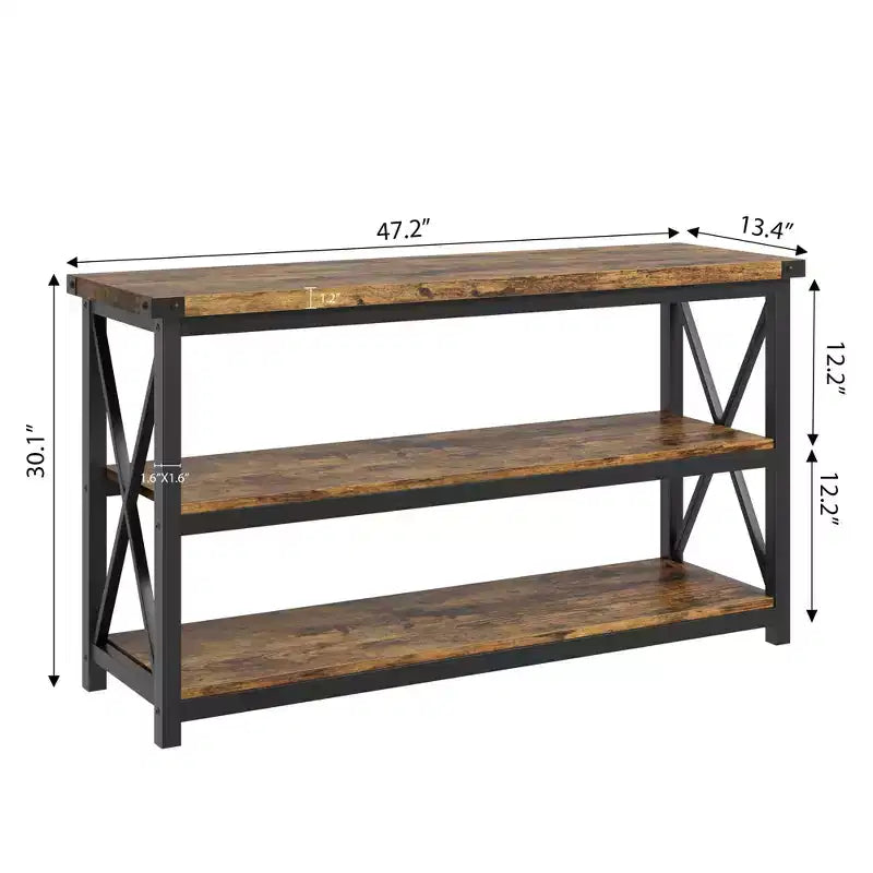 Console da 47" a 3 livelli, tavolino d'ingresso, tavolino da divano, tavolino industriale, tavolino rettangolare, per corridoio, camera da letto