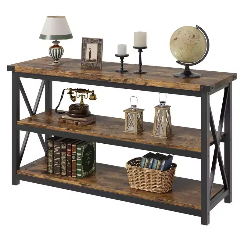 Console da 47" a 3 livelli, tavolino d'ingresso, tavolino da divano, tavolino industriale, tavolino rettangolare, per corridoio, camera da letto