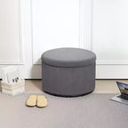 Pouf contenitore rotondo da 24 pollici con coperchio, poggiapiedi imbottito in velluto a coste per soggiorno, camera da letto