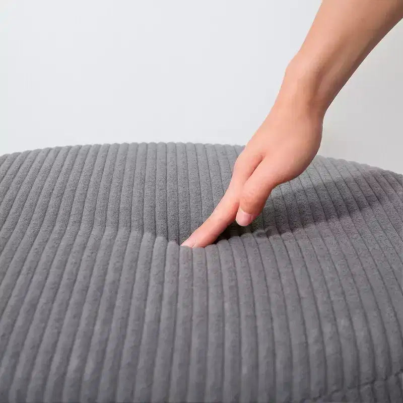 Pouf contenitore rotondo da 24 pollici con coperchio, poggiapiedi imbottito in velluto a coste per soggiorno, camera da letto