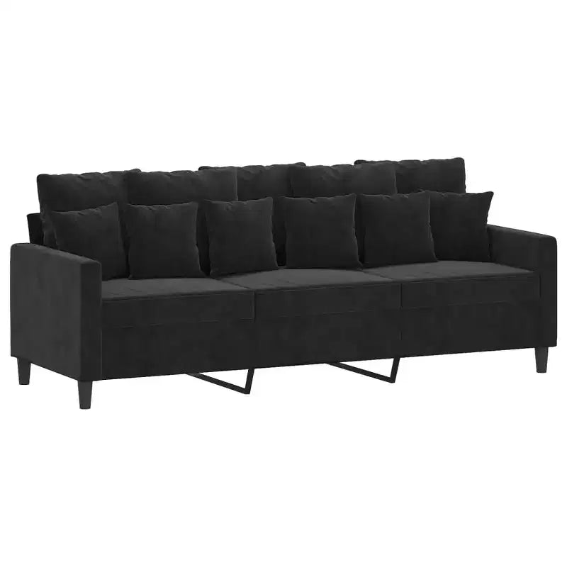 Set Divani Velluto Nero (100% poliestere), metallo, textilene, compensato