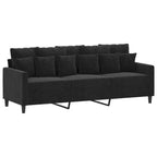 Set Divani Velluto Nero (100% poliestere), metallo, textilene, compensato