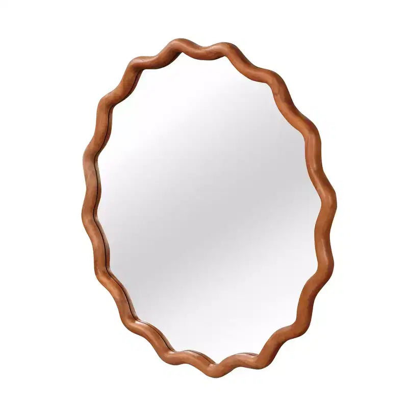 PexFix Specchio Decorativo a Onda Rotonda da 36 con Cornice in Legno Massello Specchio da Parete Moderno in Stile Rustico per Camera da Letto Bagno Soggiorno Ingresso Marrone