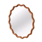 PexFix Specchio Decorativo a Onda Rotonda da 36 con Cornice in Legno Massello Specchio da Parete Moderno in Stile Rustico per Camera da Letto Bagno Soggiorno Ingresso Marrone