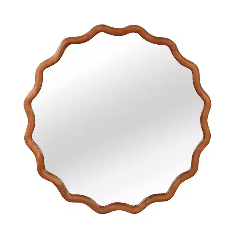 PexFix Specchio Decorativo a Onda Rotonda da 36 con Cornice in Legno Massello Specchio da Parete Moderno in Stile Rustico per Camera da Letto Bagno Soggiorno Ingresso Marrone