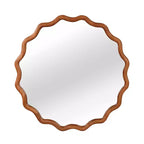 PexFix Specchio Decorativo a Onda Rotonda da 36 con Cornice in Legno Massello Specchio da Parete Moderno in Stile Rustico per Camera da Letto Bagno Soggiorno Ingresso Marrone