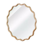 PexFix 36 Specchio decorativo rotondo ondulato con cornice in legno massello, specchio da parete moderno in stile rustico per camera da letto, bagno, soggiorno, ingresso, legno naturale