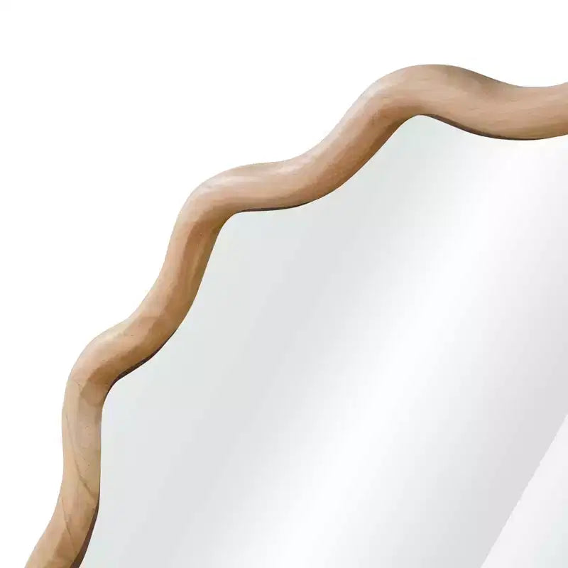 PexFix 36 Specchio decorativo rotondo ondulato con cornice in legno massello, specchio da parete moderno in stile rustico per camera da letto, bagno, soggiorno, ingresso, legno naturale