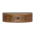 HomeRoots 16 Brown Solid Wood Round One Drawer Floating Nightstand
