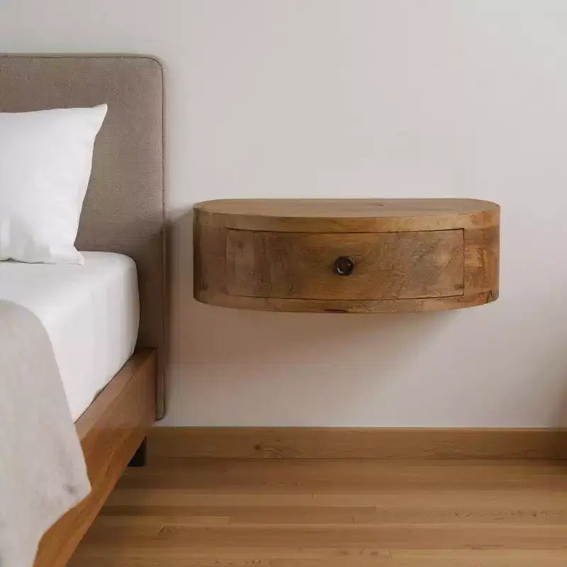 HomeRoots comodino galleggiante a un cassetto rotondo in legno massello marrone 16
