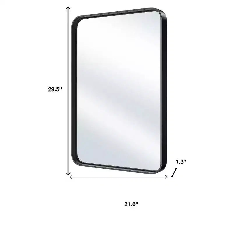 HomeRoots 30 Specchio da bagno con cornice fluttuante in metallo nero