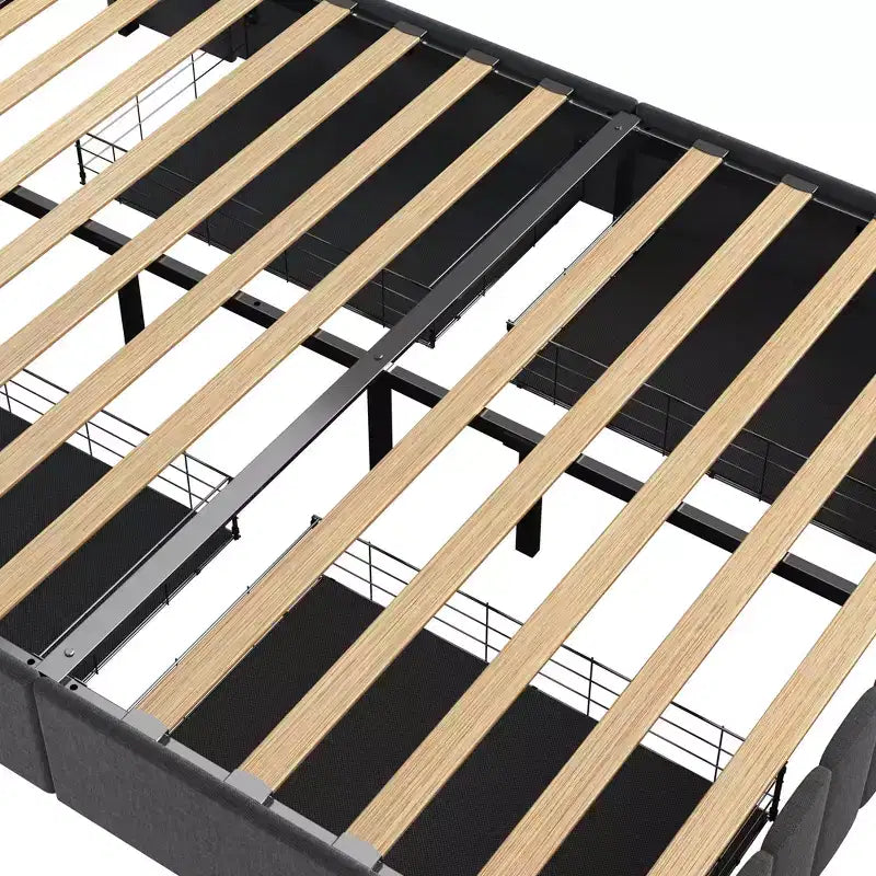 Struttura letto matrimoniale Queen con testiera a pannello LED, cassetti contenitori, facile montaggio