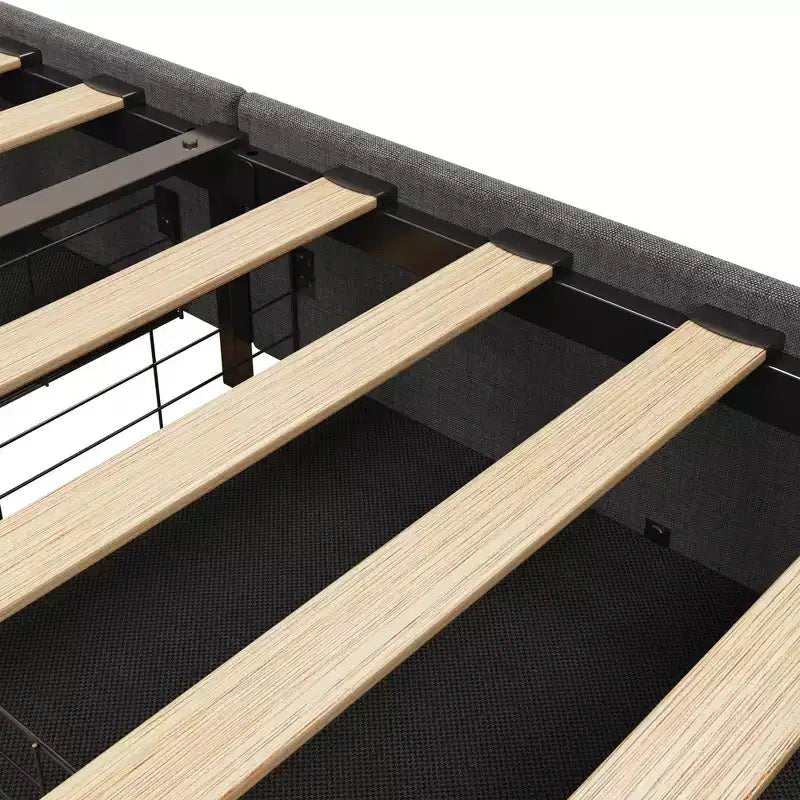 Struttura letto matrimoniale Queen con testiera a pannello LED, cassetti contenitori, facile montaggio