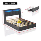 Struttura letto matrimoniale Queen con testiera a pannello LED, cassetti contenitori, facile montaggio