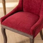 Set di 2 sedie da pranzo moderne, sedie da sala da pranzo laterali in tessuto con gambe in legno in tonalità neutre, borchie color bronzo
