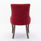 Set di 2 sedie da pranzo moderne, sedie da sala da pranzo laterali in tessuto con gambe in legno in tonalità neutre, borchie color bronzo