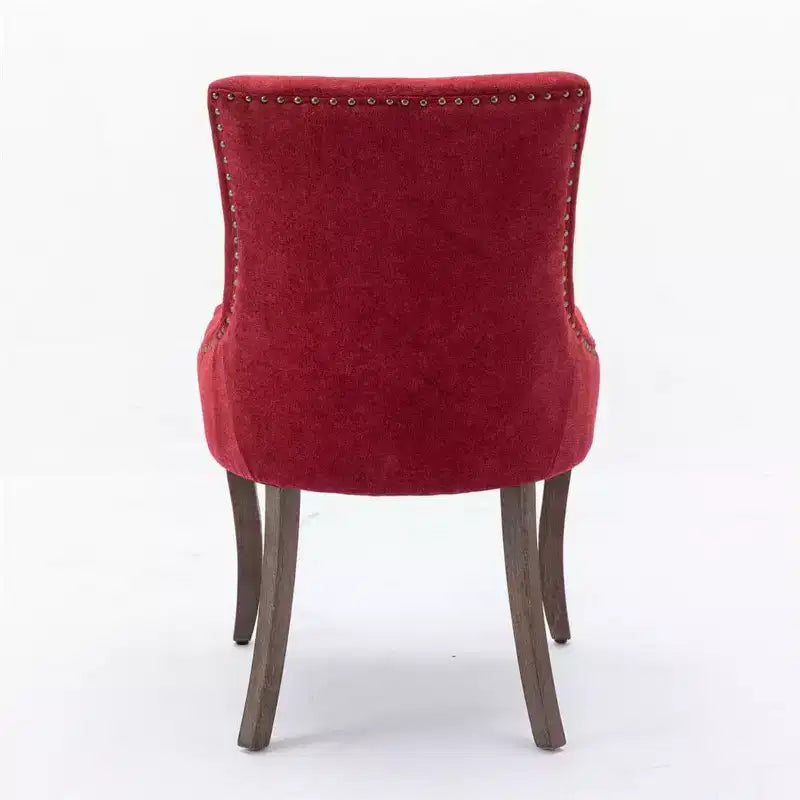 Set di 2 sedie da pranzo moderne, sedie da sala da pranzo laterali in tessuto con gambe in legno in tonalità neutre, borchie color bronzo