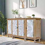 Credenza a 4 ante con intaglio a vista, mobile contenitore in legno anticato con ripiani regolabili, design unico per cucina, sala da pranzo, legno naturale