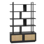 Libreria industriale alta 180,6 cm con ante e ripiani a vista, Scaffale in metallo per soggiorno