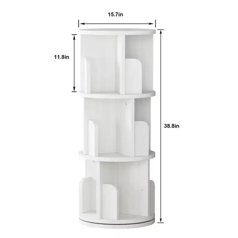 Rotating Bookshelf, 3 Tier Bookcase Storage,Corner Spinning Book Shelf for Small Space,Wood Revolving Bookcase Organizer for Bedroom, Living Room