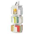Libreria Girevole, Libreria a 3 Livelli, Scaffale Girevole Angolare per Piccoli Spazi, Organizzatore per Libreria Girevole in Legno per Camera da Letto, Soggiorno